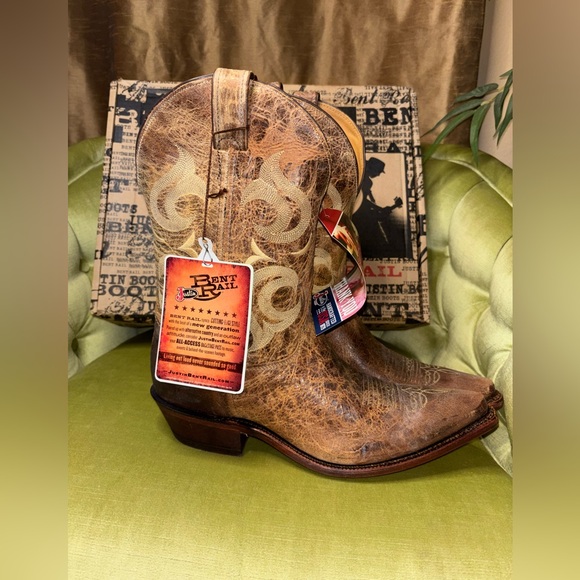 New Mens Primo Distressed Justin BR103 Bent Rail Cowboy Boots Snip Toe Size 12 D - Picture 6 of 11